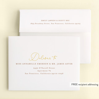 This is a canary kids thank you cards with standard by Erica Krystek called disney's beauty and the beast be our guest printing on strathmore in standard