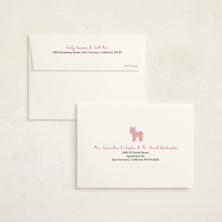 This is a pink sugar kids thank you cards with standard by Jennifer Postorino called animal cracker parade printing on strathmore in standard