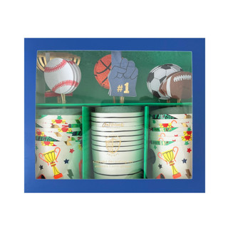 This is a multicolor party decorations by Jollity and Co called good sport cupcake decorating set in standard