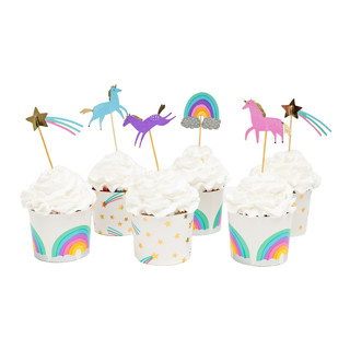 This is a multicolor party decorations by Jollity and Co called magical unicorn cupcake decorating set in standard
