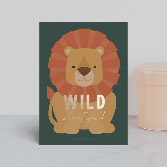 Wild Lion Foil Valentine Cards by Kacey Kendrick Wagner Minted