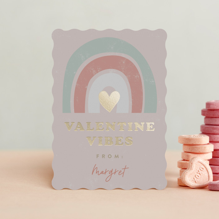 Valentine Vibes Foil Valentine Cards by Pixel and Hank Minted