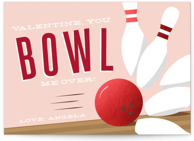 Bowled Over Foil-Pressed Classroom Valentine's Day Cards