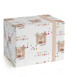 This is a cupcake wrapping paper with standard by Lori Wemple called birthday snap printing on wrapping paper in standard