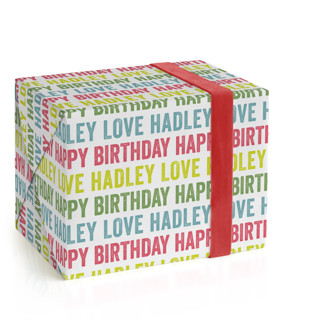 This is a sour apple wrapping paper with standard by Lauren Chism called colorful birthday printing on wrapping paper in standard