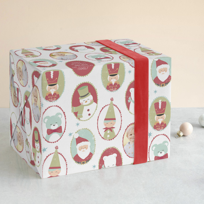 "Funny Frames" - Whimsical & Funny Personalized Wrapping Paper Sheets in Christmas Lights by peetie design.