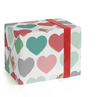 This is a gum drops wrapping paper with standard by Jessie Steury called painted hearts printing on wrapping paper in standard