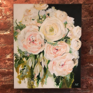 This is a multicolorassorted-colors commission art by Ashley Myers called wedding bouquet, 18 x 24 in, painting commission in standard