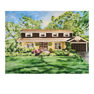 This is a multicolorassorted-colors commission art by AlisonJerry called family home commissioned painting, 18 x 24 in. or 24 x 18 in. in standard
