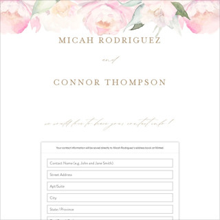 This is a spring digital wedding address collection cards by Phrosné Barwood called beautiful peonies printing on digital paper in standard