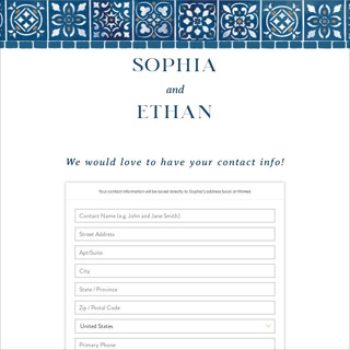 This is a ocean digital wedding address collection cards by GeekInk Design called mediterranean tiles printing on digital paper in standard