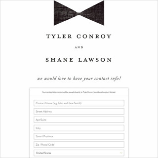 This is a tuxedo digital wedding address collection cards by Gwen Bedat called beau tied printing on digital paper in standard