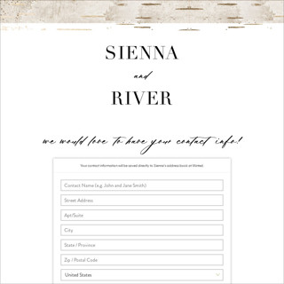 This is a river birch digital wedding address collection cards by Zhay Smith called gilded birch printing on digital paper in standard