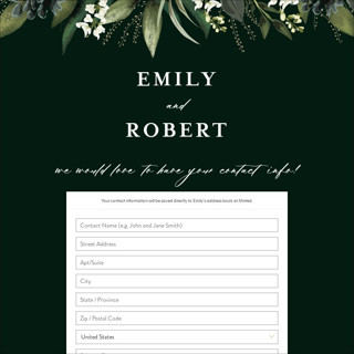 This is a emerald digital wedding address collection cards by Susan Moyal called forest finds printing on digital paper in standard