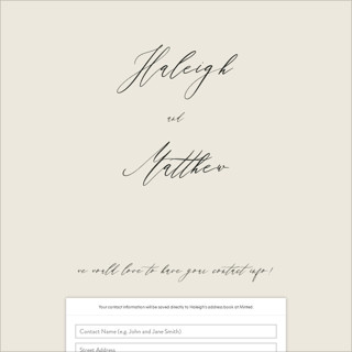 This is a ivory digital wedding address collection cards by Hannah Williams called tilted script printing on digital paper in standard