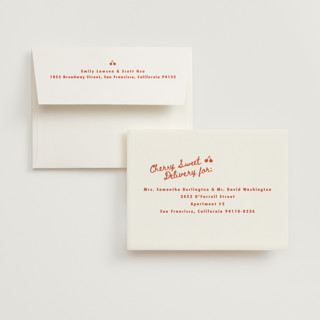 This is a maraschino wedding thank you cards with standard by Tamara Hilje called cherries printing on strathmore in standard