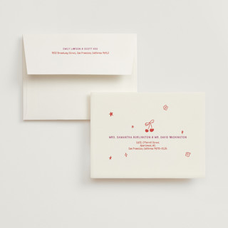 This is a pretty in pink wedding thank you cards with standard by Helena Vitto called dancing queen printing on strathmore in standard