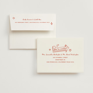 This is a cherry wedding thank you cards with standard by Jennifer Lew called cowboy club printing on strathmore in standard