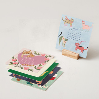 This is a whimsical photo calendars by Multiple Artists called year of cats: 2026 minted desk calendar in standard