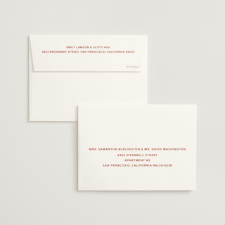 This is a rust wedding thank you cards with standard by Ani Somi called bottles of love printing on strathmore in standard