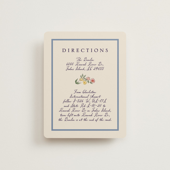 "A wedding in Low Country" - Hand Drawn Direction Cards in Cornflower by Chris Griffith.