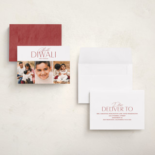 This is a fiery diwali cards with standard by Erin L. Wilson called three of a kind printing on recycled smooth signature in petite
