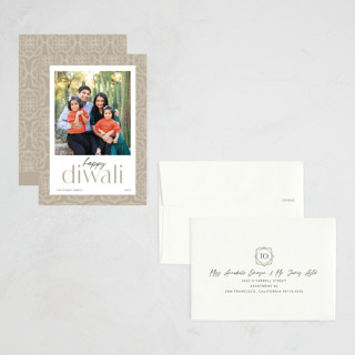 This is a sand diwali cards with standard by Robert and Stella called colorful pattern printing on recycled smooth signature in petite
