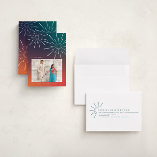 This is a sunset diwali cards with standard by Heather Schertzer called fireworks printing on recycled smooth signature in petite