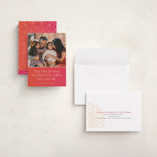 This is a magenta diwali cards with standard by Maria Alou called diwali wishes printing on recycled smooth signature in petite