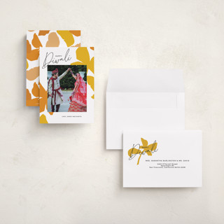 This is a marigold diwali cards with standard by Inkblot Design called modern light printing on recycled smooth signature in petite