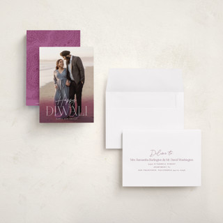 This is a baigani diwali cards with standard by Brooke Chandler called diwali glow printing on recycled smooth signature in petite