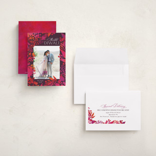 This is a sangria diwali cards with standard by Jessica Corliss called watercolor diwali printing on recycled smooth signature in petite