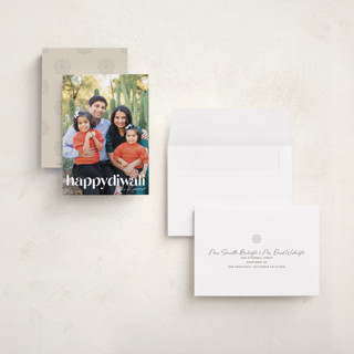 This is a linen diwali cards with standard by Robert and Stella called mod diwali printing on recycled smooth signature in petite