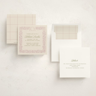 This is a spring debutante party invitations with standard by Pati Cascino called reticella printing on signature in standard
