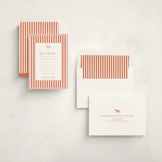 This is a peach debutante party invitations with standard by Ashlee Townsend called derby party printing on signature in standard