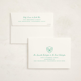 This is a grass debutante party invitations with standard by mo kelley called tennis crest printing on signature in standard