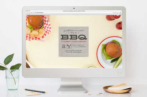 bbq plank summer party online invitations by jill minted