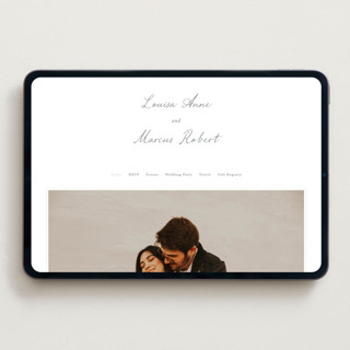 This is a sage wedding websites by Sara Hicks Malone called signature monogram printing on digital paper in standard