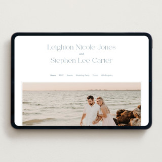 This is a lakeshore blue wedding websites by Jennifer Postorino called leighton printing on digital paper in standard