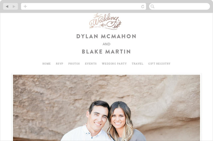 Rolling Names Wedding Websites By Jennifer Wick Minted Rolling Names Wedding Websites In Rose Gold By Jennifer Wick