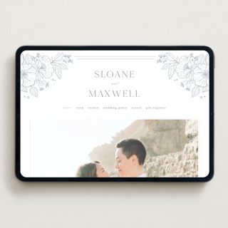 This is a powder blue wedding websites by Kristen Smith called wild roses printing on digital paper in standard