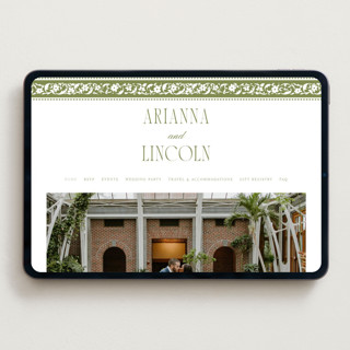 This is a pistachio wedding websites by Robert and Stella called darcy printing on digital paper in standard