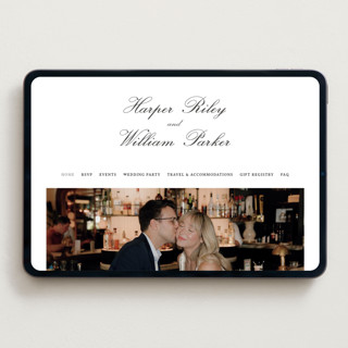 This is a soft black wedding websites by Jenna Holcomb called the ritz printing on digital paper in standard
