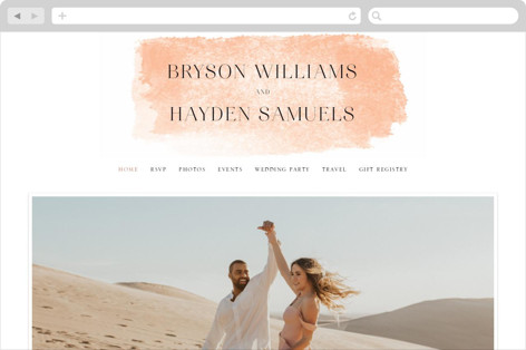 This is a blush wedding websites by Snow and Ivy called swept printing on digital paper in standard