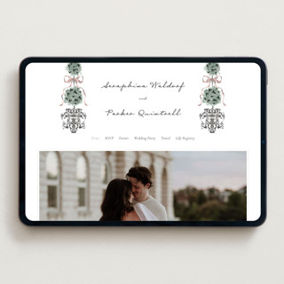 This is a forest wedding websites by Jackie Crawford called hand illustrated garden gate printing on digital paper in standard