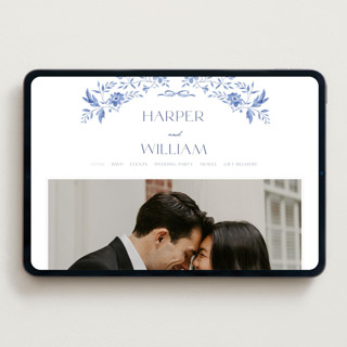 This is a blue willow wedding websites by Susan Zinader called daisy toile printing on digital paper in standard