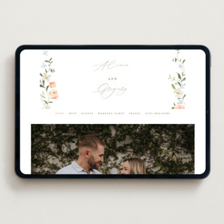 This is a peach wedding websites by Everett Paper Goods called garden view printing on digital paper in standard