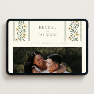 This is a mustard wedding websites by Baumbirdy called framed floral printing on digital paper in standard