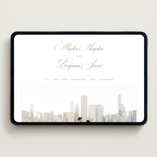 This is a garden wedding websites by Kelly Schmidt called chic script printing on digital paper in standard