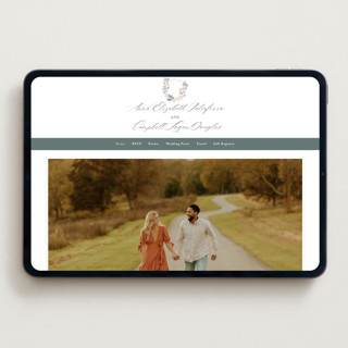 This is a stone wedding websites by Olivia Raufman called flourishing crest printing on digital paper in standard
